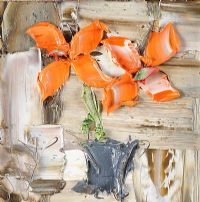 ORANGE FLOWERS IN A VASE by Colin Flack at Ross's Online Art Auctions