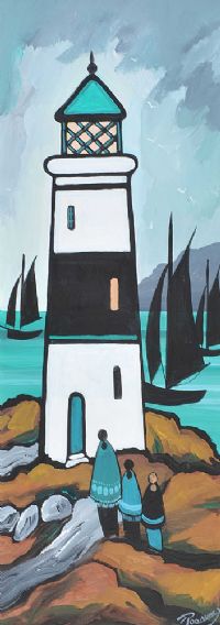 DARK SAILS BY THE LIGHTHOUSE by J.P. Rooney at Ross's Online Art Auctions