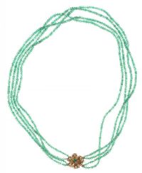 EMERALD BEAD NECKLACE WITH A 14CT GOLD CLASP at Ross's Online Art Auctions