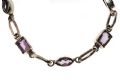 STERLING SILVER LINK BRACELET SET WITH SQUARE AND MARQUISE-CUT AMETHYSTS at Ross's Online Art Auctions