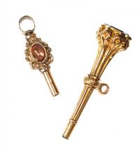 TWO ANTIQUE WATCH KEYS SET WITH STONE at Ross's Online Art Auctions