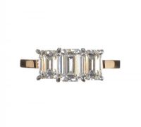 18CT GOLD EMERALD-CUT DIAMOND THREE STONE RING WITH BOX at Ross's Online Art Auctions