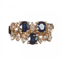 14CT GOLD RING WITH SAPPHIRES AND DIAMONDS at Ross's Online Art Auctions