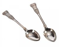PAIR OF SILVER DESSERT SPOONS at Ross's Online Art Auctions