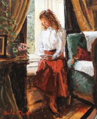 READING BY THE WINDOW by Rowland Davidson at Ross's Online Art Auctions