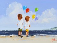 TWO BOYS WITH BALLOONS by Michelle Carlin at Ross's Online Art Auctions