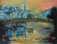 HALFPENNY BRIDGE, DUBLIN by Niall Campion at Ross's Online Art Auctions