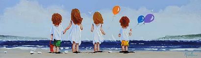 BEACH FUN, NORTH ANTRIM COAST by Michelle Carlin at Ross's Online Art Auctions