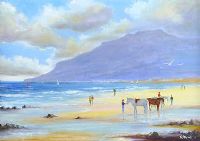HORSES ON THE BEACH AT NEWCASTLE by K. Stewart at Ross's Online Art Auctions