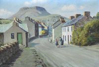 A CHAT IN THE STREET, CUSHENDALL by Charles McAuley at Ross's Online Art Auctions