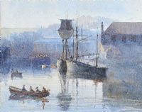 FISHING VESSELS IN THE HARBOUR by Irish School at Ross's Online Art Auctions