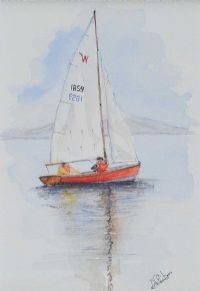 RED BOAT by Lawrence Chambers at Ross's Online Art Auctions