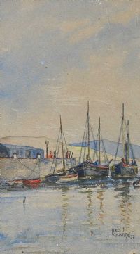 FROM THE HARBOUR, PORT SAINT MARY, ISLE OF MAN by Theo J. Gracey RUA at Ross's Online Art Auctions