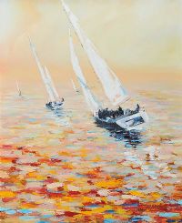 YACHTING BY SUNSET by Hannah O'Hanlon at Ross's Online Art Auctions