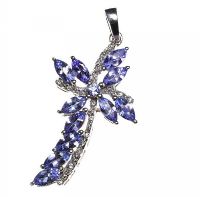STERLING SILVER TANZANITE AND DIAMOND FLORAL CLUSTER CROSS at Ross's Online Art Auctions