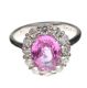 18CT WHITE GOLD PINK SAPPHIRE AND DIAMOND CLUSTER RING at Ross's Online Art Auctions