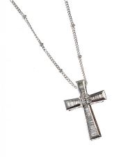 18CT WHITE GOLD AND DIAMOND CROSS PENDANT AND CHAIN at Ross's Online Art Auctions
