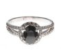 18CT WHITE GOLD BLACK SAPPHIRE AND DIAMOND CLUSTER RING at Ross's Online Art Auctions