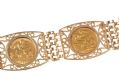 9CT GOLD BRACELET SET WITH FOUR HALF SOVEREIGNS at Ross's Online Art Auctions