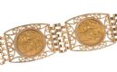 9CT GOLD BRACELET SET WITH FOUR HALF SOVEREIGNS at Ross's Online Art Auctions