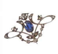 SILVER AND GOLD SAPPHIRE AND DIAMOND PENDANT at Ross's Online Art Auctions