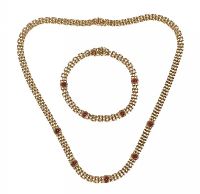 18CT GOLD RUBY-SET MESH NECKLACE AND BRACELET SUITE FROM JEWELLER DAMAS at Ross's Online Art Auctions