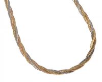 18CT GOLD WHITE, ROSE AND YELLOW GOLD BRAIDED CHAIN NECKLACE at Ross's Online Art Auctions