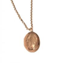 9CT GOLD BELCHER LINK CHAIN WITH OVAL ENGRAVED GOLD PLATED LOCKET at Ross's Online Art Auctions