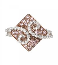 9CT WHITE GOLD PINK AND WHITE DIAMOND RING at Ross's Online Art Auctions