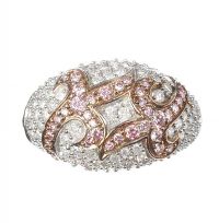 9CT WHITE GOLD PINK AND WHITE DIAMOND RING at Ross's Online Art Auctions