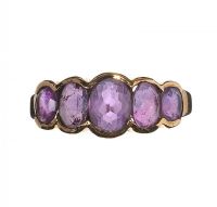 9CT GOLD AMETHYST FIVE STONE RING at Ross's Online Art Auctions