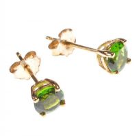 9CT GOLD AND GREEN STONE STUD EARRINGS at Ross's Online Art Auctions