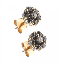 9CT GOLD BLUE AND WHITE GEM FLORAL CLUSTER STUD EARRINGS at Ross's Online Art Auctions
