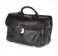 GUCCI BLACK LEATHER BRIEFCASE at Ross's Online Art Auctions