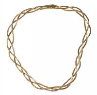 18CT GOLD TWO-TONE WOVEN NECKLACE at Ross's Online Art Auctions