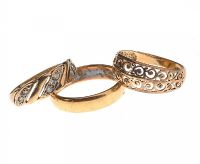 SELECTION OF THREE GOLD RINGS; TWO 9CT, ONE 18CT at Ross's Online Art Auctions