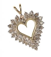 10CT GOLD AND DIAMOND HEART PENDANT at Ross's Online Art Auctions