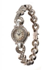 HAMILTON PLATINUM AND DIAMOND LADY'S COCKTAIL WATCH at Ross's Online Art Auctions