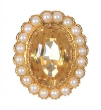 9CT GOLD CITRINE AND PEARL DRESS RING at Ross's Online Art Auctions