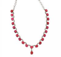 STERLING SILVER NECKLACE SET WITH TWENTY-TWO OVAL CABOCHON GARNETS at Ross's Online Art Auctions