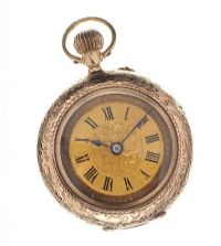 9CT GOLD ENGRAVED OPEN-FACE LADY'S POCKET WATCH at Ross's Online Art Auctions