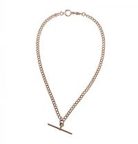 9CT ROSE GOLD CURB-CHAIN WITH T-BAR at Ross's Online Art Auctions