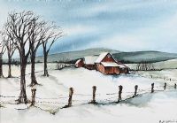 WINTER FARM IN BERKSHIRES, MASSACHUSETTS by Phyllis Del Vecchio at Ross's Online Art Auctions