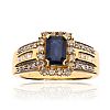 14CT GOLD SAPPHIRE & DIAMOND CLUSTER RING at Ross's Online Art Auctions