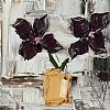 PURPLE FLOWERS IN A YELLOW VASE by Colin Flack at Ross's Online Art Auctions