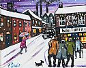 OLD CODGERS OUT FOR A BEVVIE IN THE SNOW by Phil Lewis at Ross's Online Art Auctions
