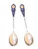 PAIR OF RUSSIAN SILVER & ENAMEL SPOONS at Ross's Online Art Auctions