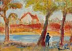 TWO PEOPLE BY A RIVER by Ronald Ossary Dunlop RA at Ross's Online Art Auctions