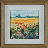 POPPIES BY A CORNFIELD by Robert Bottom RUA at Ross's Online Art Auctions