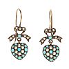 GOLD SEED PEARL & TURQUOISE EARRINGS at Ross's Online Art Auctions